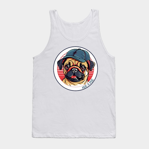 Hug a Pug, dogs, pets, and pug lovers Tank Top by Urbana Fly